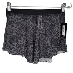 Bloch Ladies Janise Animal Print Mesh Pull On Skirt M Black Gray New